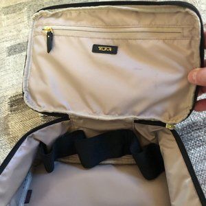 Tumi Black and Gold Smooth Nylon Cosmetic Bag - Like New
